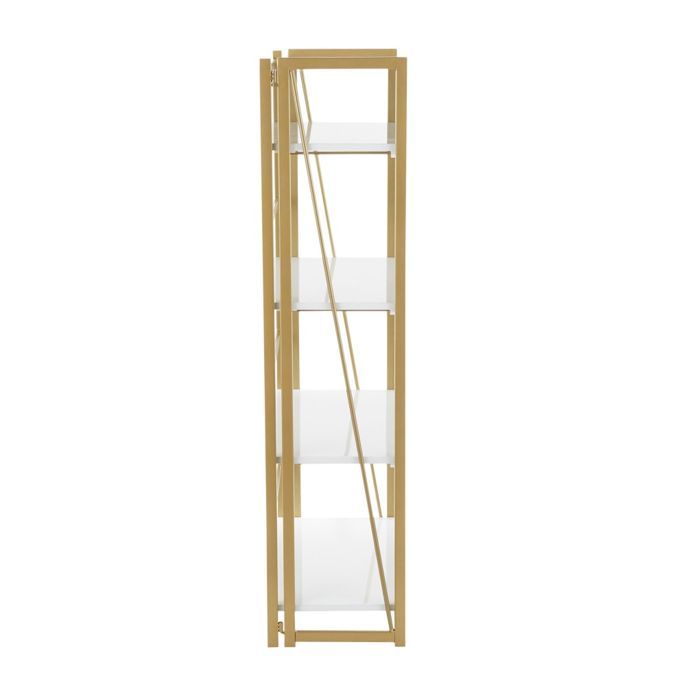 LumiSource Folia 50inH 4-Shelf Bookcase, Gold/White