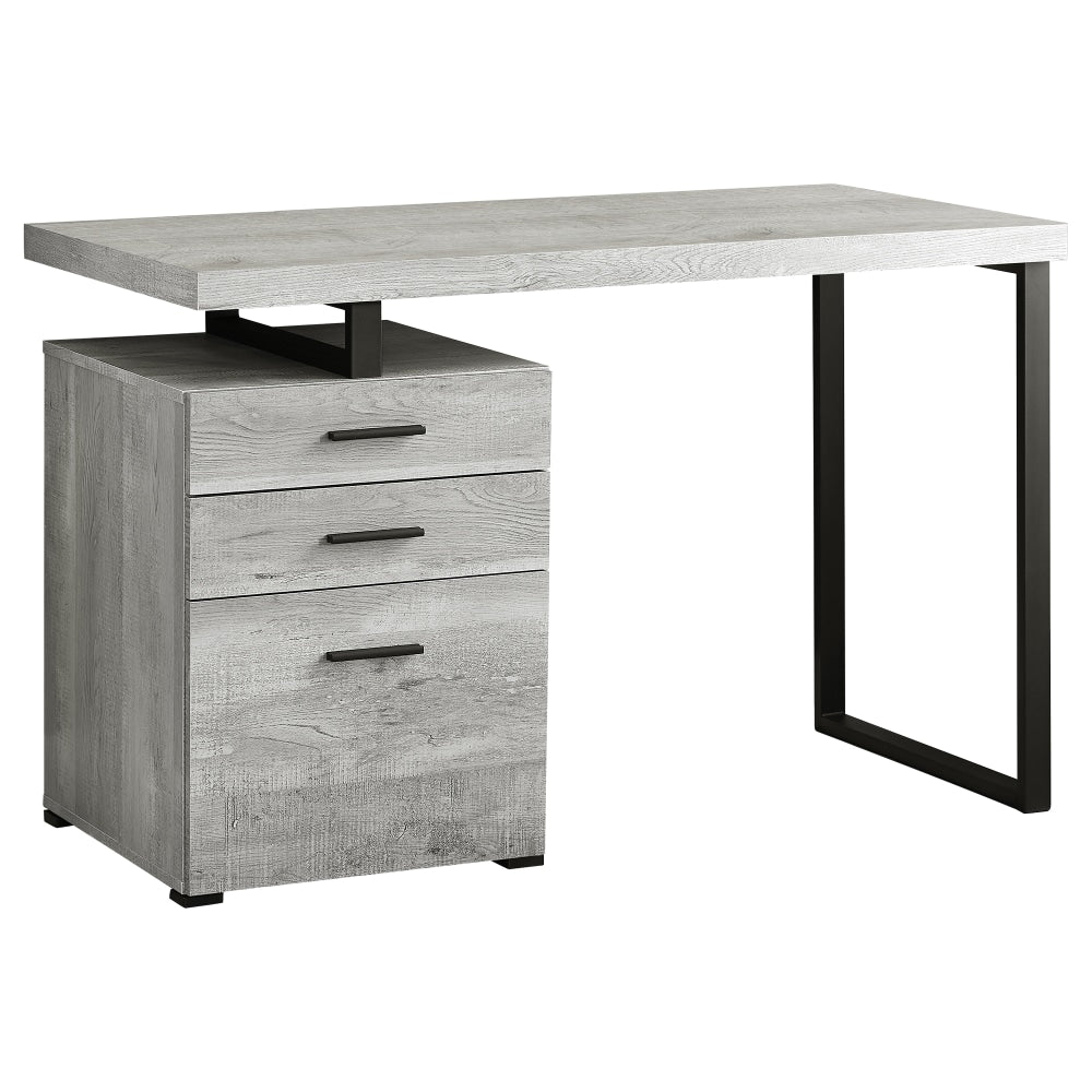 Monarch Specialties 48inW Computer Desk With 3 Drawers, Gray Woodgrain/Black