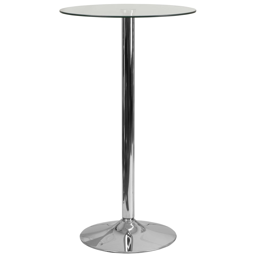 Flash Furniture Round Glass Cocktail Table, 41-3/4inH x 23-3/4inW x 23-3/4inD, Clear/Chrome