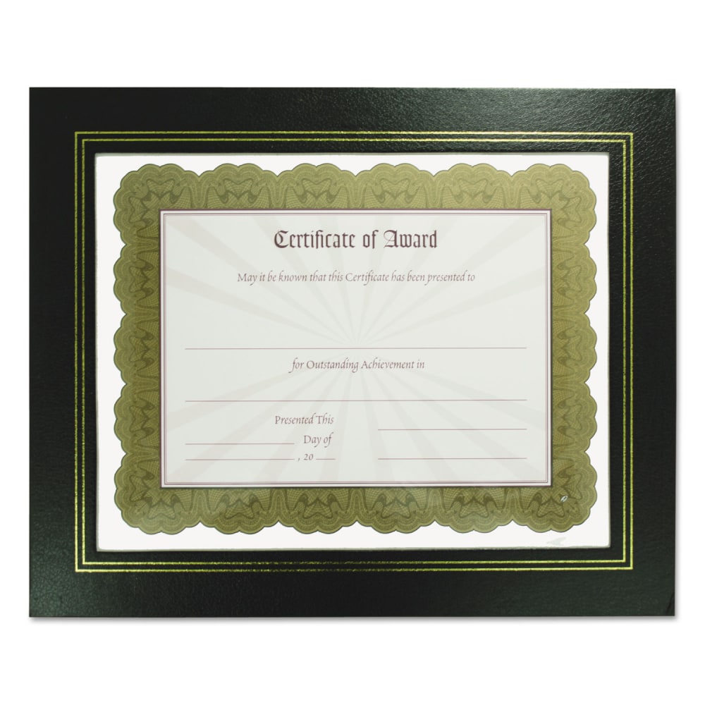 NuDell Flat Leatherette Document Frames - Holds 11in x 8.50in Insert - Desktop - Horizontal, Vertical - Easel Back, Hanger - 2 / Pack - Leather, Plastic - Black