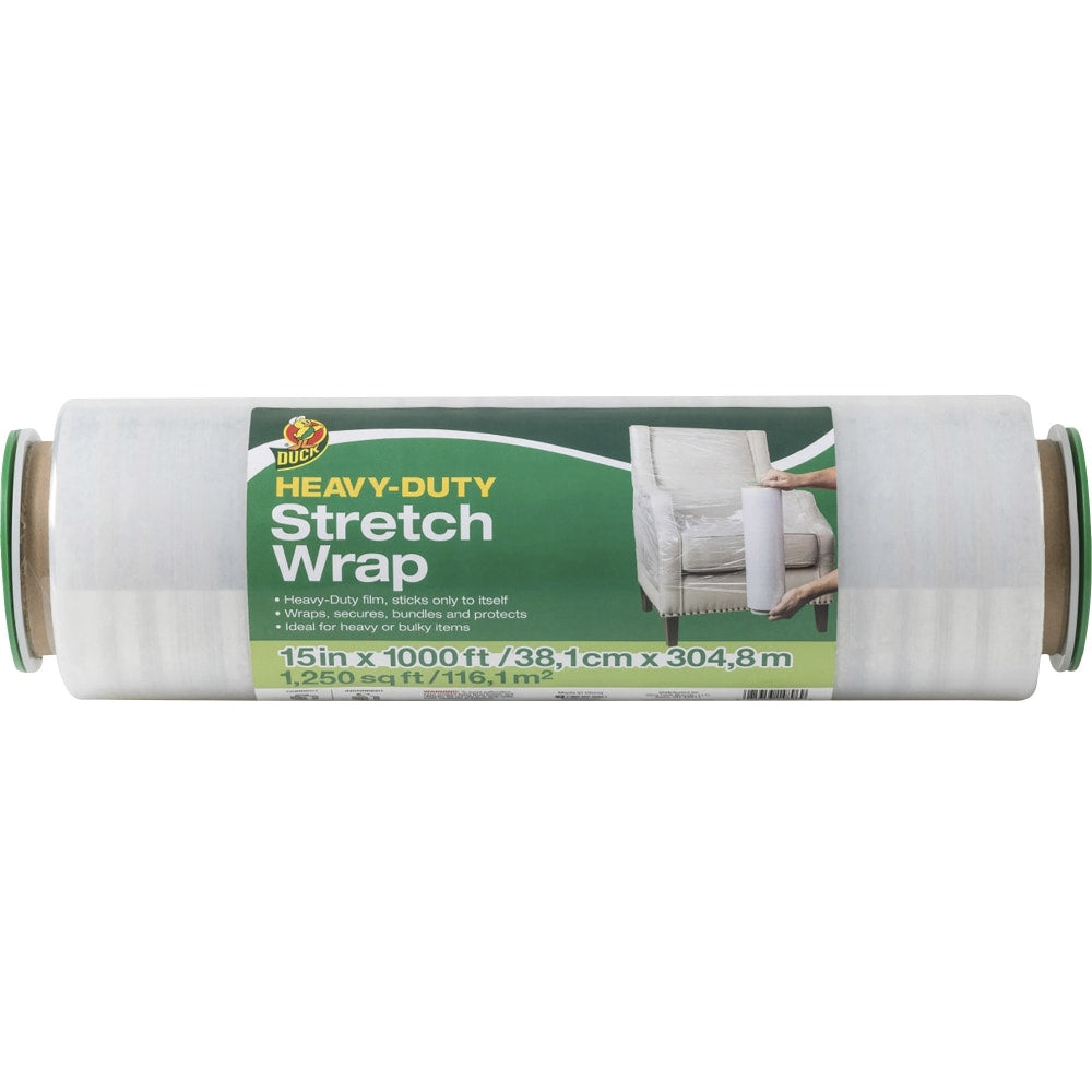 Duck Heavy-duty Stretch Wrap - 15in Width x 1000 ft Length - Heavy Duty, Handle, Self-stick, Residue-free, Non-adhesive - Plastic - Clear - 1Each