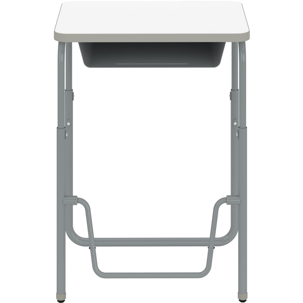 Safco AlphaBetter 2.0 Height-Adjustable Sit/Stand 28inW Student Desk With Book Box And Pendulum Bar, Dry Erase