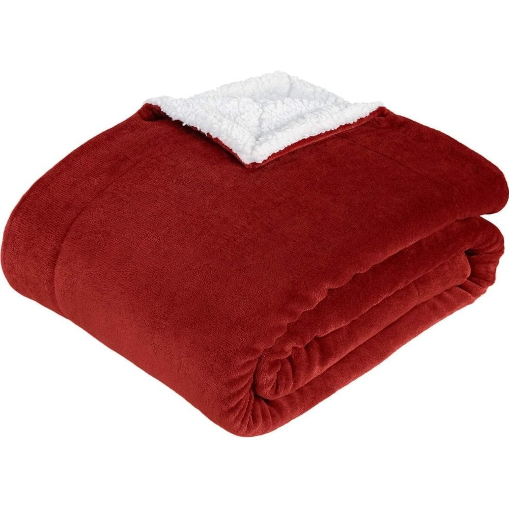 Sedona House Westinghouse Plush Sherpa Throw, 60in x 70in, Red