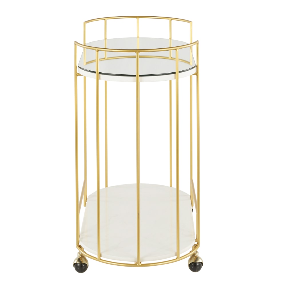 LumiSource Canary Contemporary 2-Shelf Cart, White/Gold