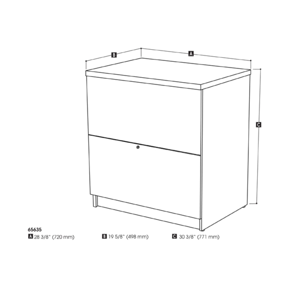 Bestar Universel 28-7/16inW x 19-5/8inD Lateral 2-Drawer File Cabinet, Bark Gray