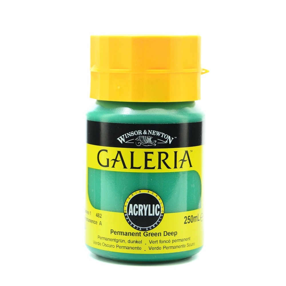 Winsor & Newton Galeria Flow Formula Acrylic Colors, 250 mL, Permanent Green Deep, 482, Pack Of 2