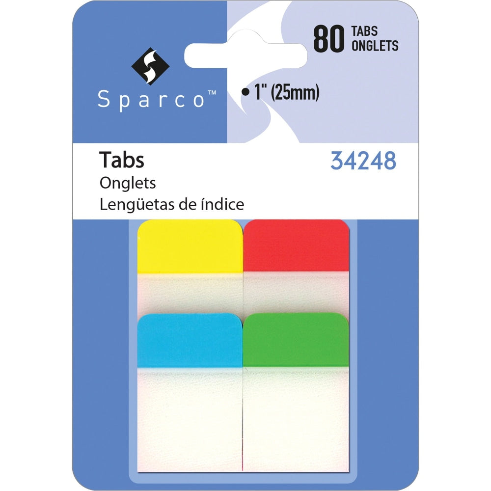 Sparco 1in Durable Tabs - Write-on Tab(s) - 1in Tab Height - Assorted Tab(s) - 80 / Pack