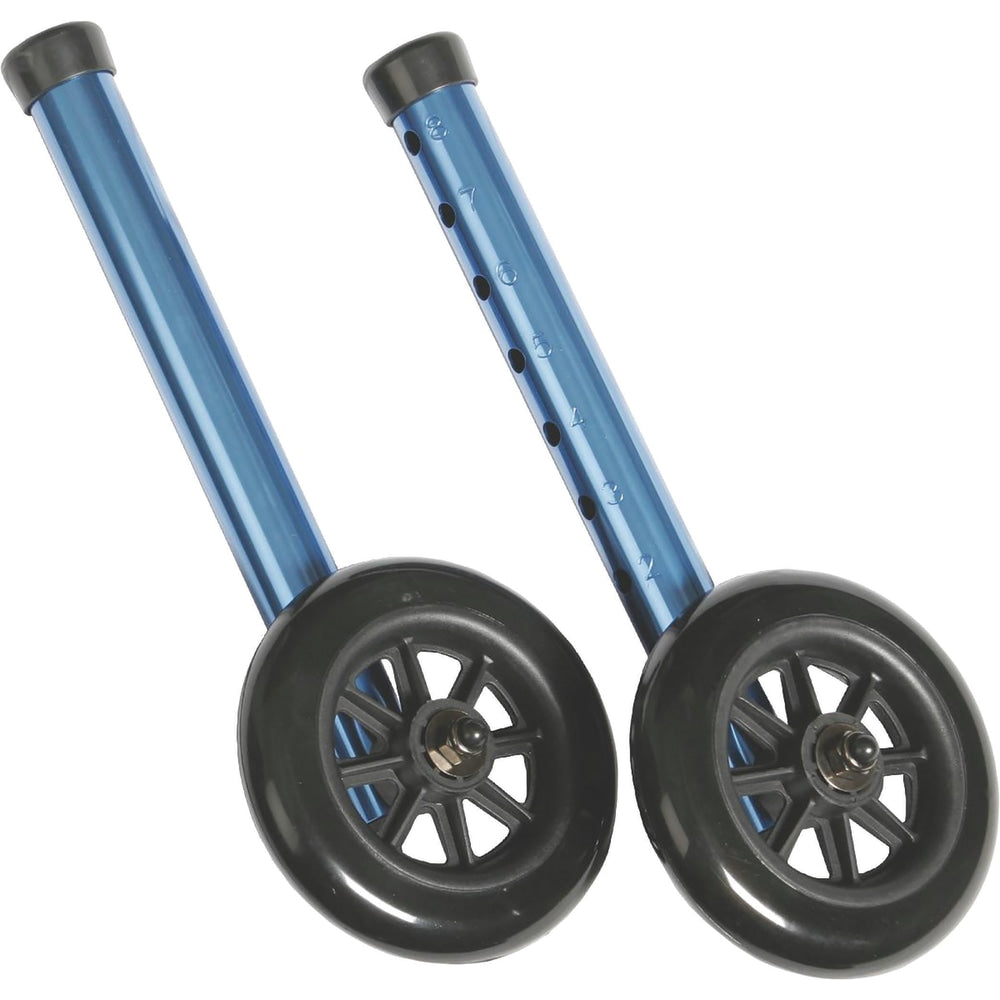 Medline Adult Folding Paddle Walker, 5in Wheels, Blue