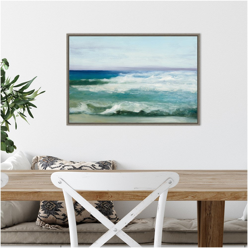 Amanti Art Azure Ocean by Julia Purinton Framed Canvas Wall Art Print, 16inH x 23inW, Greywash