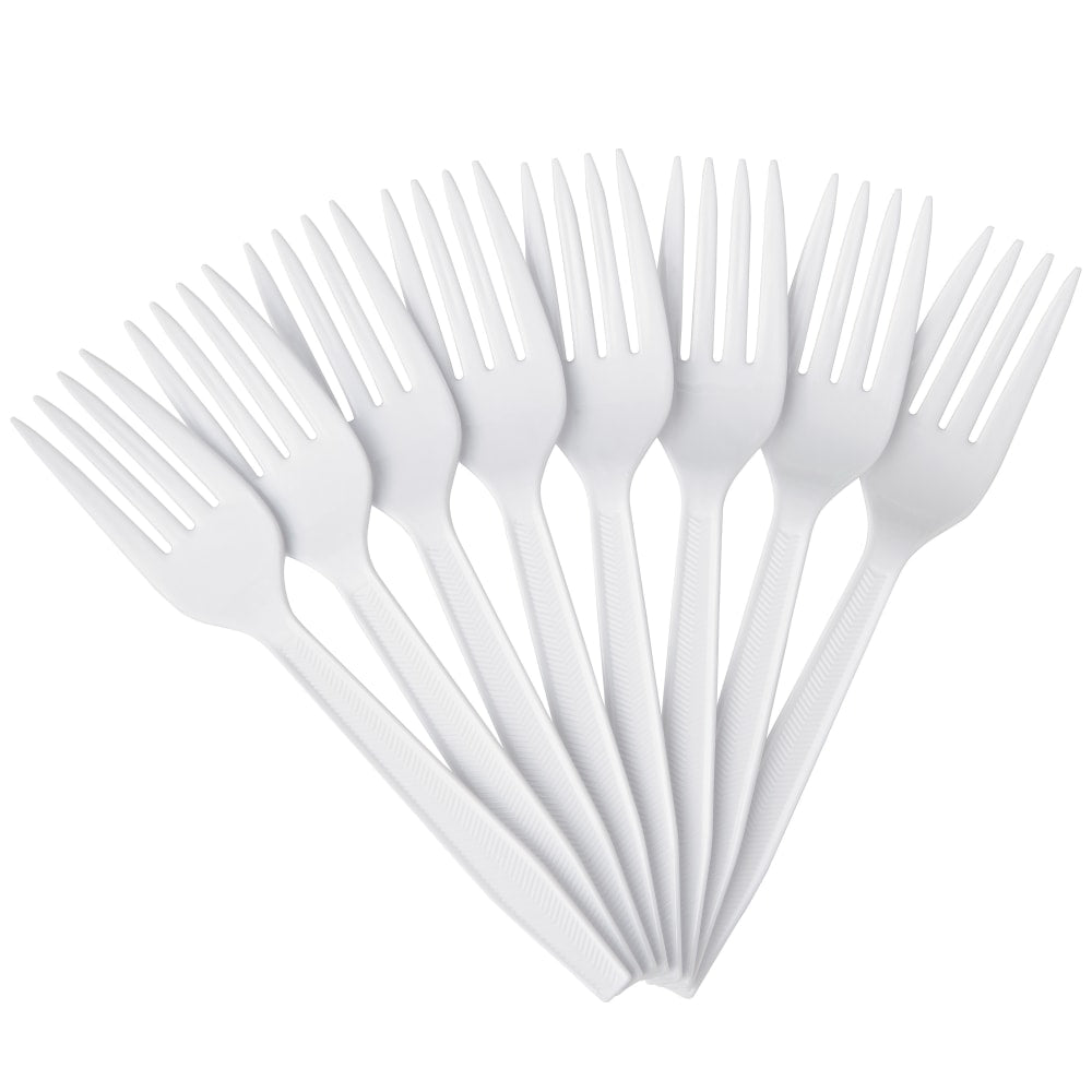 Highmark Plastic Utensils, Medium-Size Forks, White, Box Of 1,000 Forks