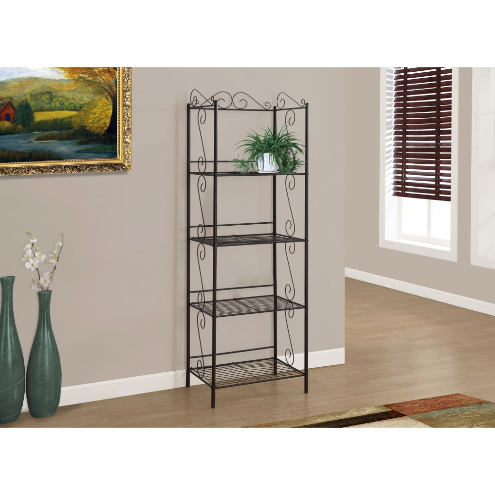 Monarch Specialties 70inH 4-Shelf Metal Etagere Bookcase With Scroll Motif, Copper