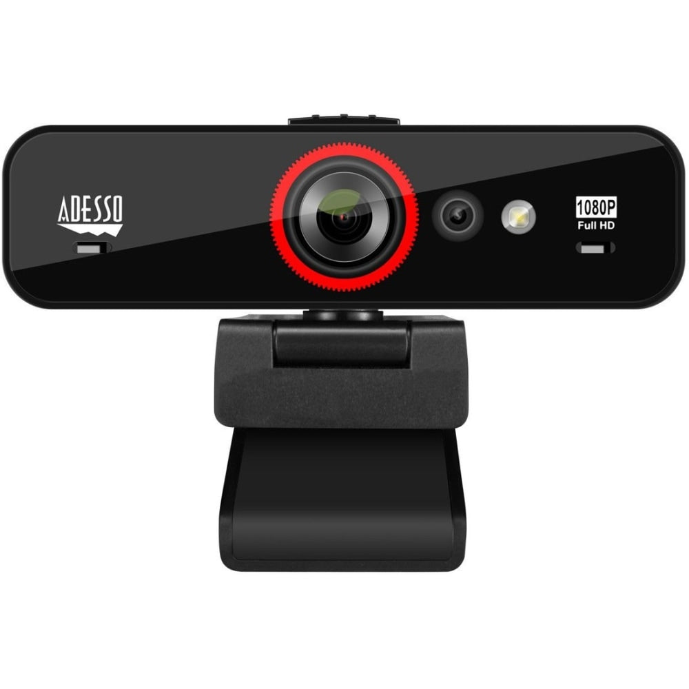 Adesso CyberTrack F1 Webcam - 2.1 Megapixel - 30 fps - USB 2.0 - 1920 x 1080 Video - CMOS Sensor - Fixed Focus - 120 deg. Angle - Microphone - Monitor, Notebook, TV - Windows 10