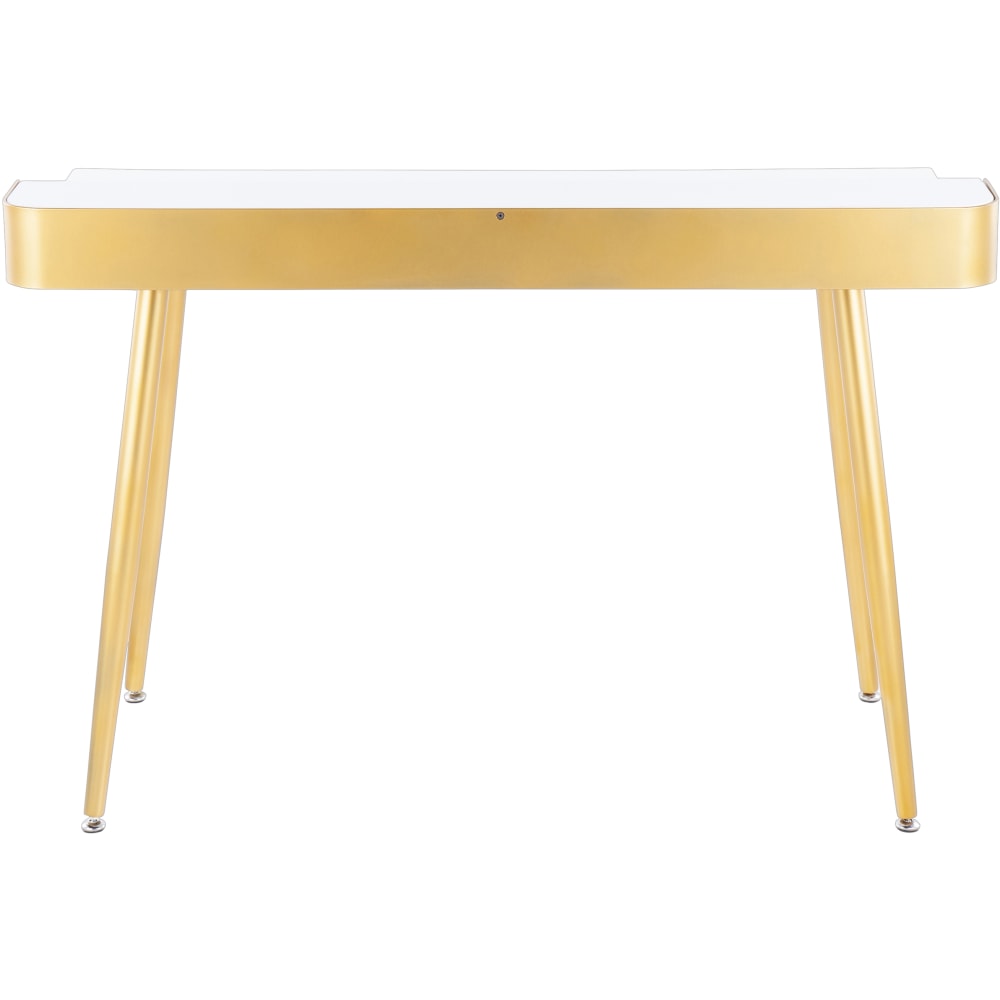 LumiSource Harvey 48inW Computer Desk, Gold/White