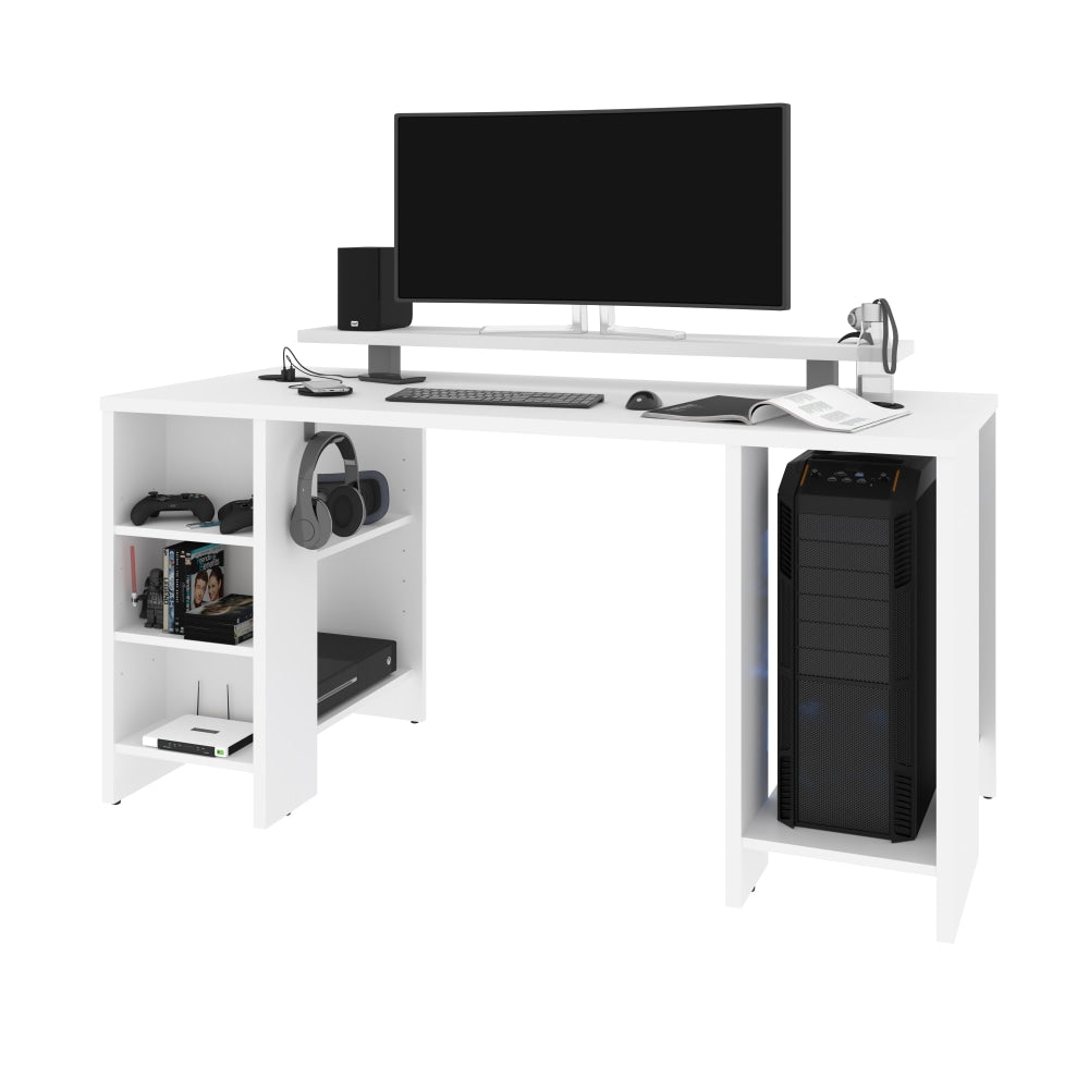 Bestar Electra 60inW Gaming Computer Desk, White