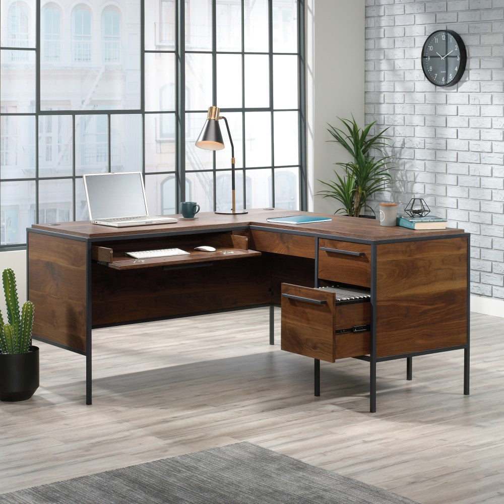 Sauder Nova Loft 59inW L-Shape Corner Desk, Grand Walnut