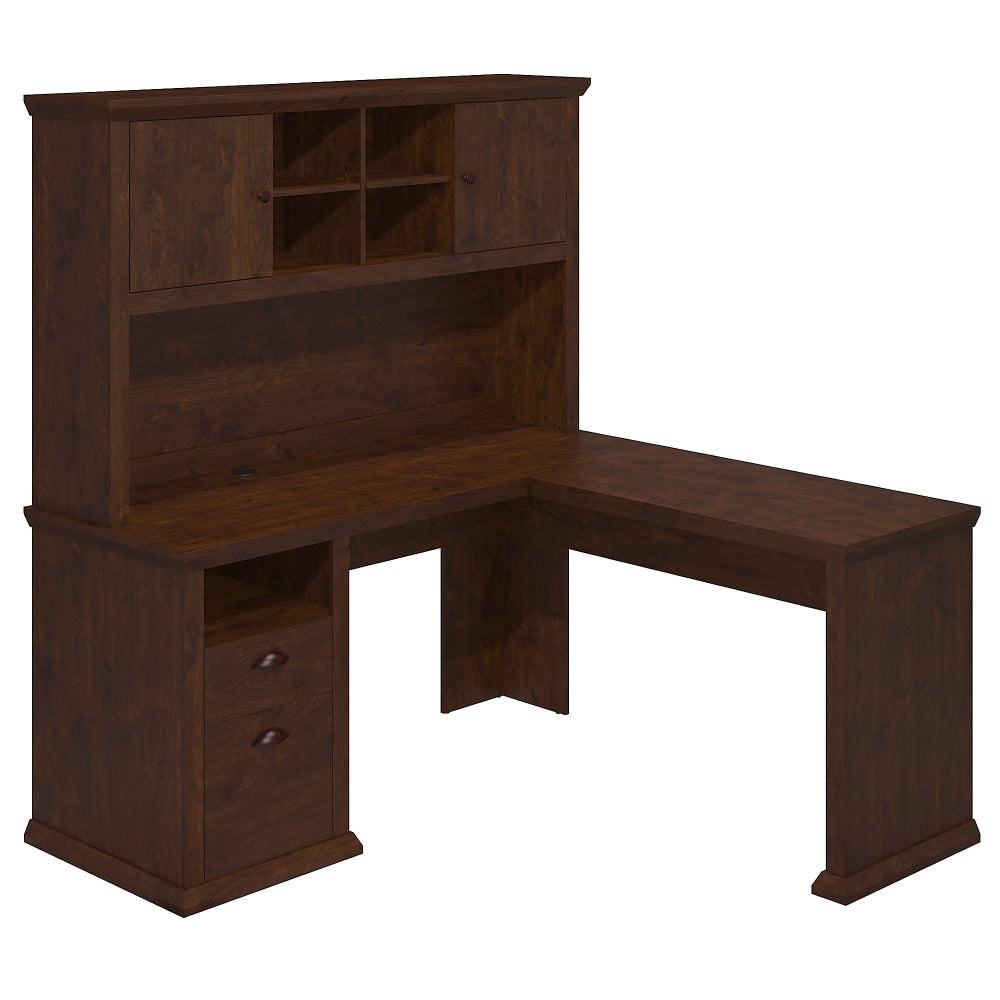 Bush Business Furniture Yorktown 60inW L-Shaped Corner Desk With Hutch, Antique Cherry, Standard Delivery