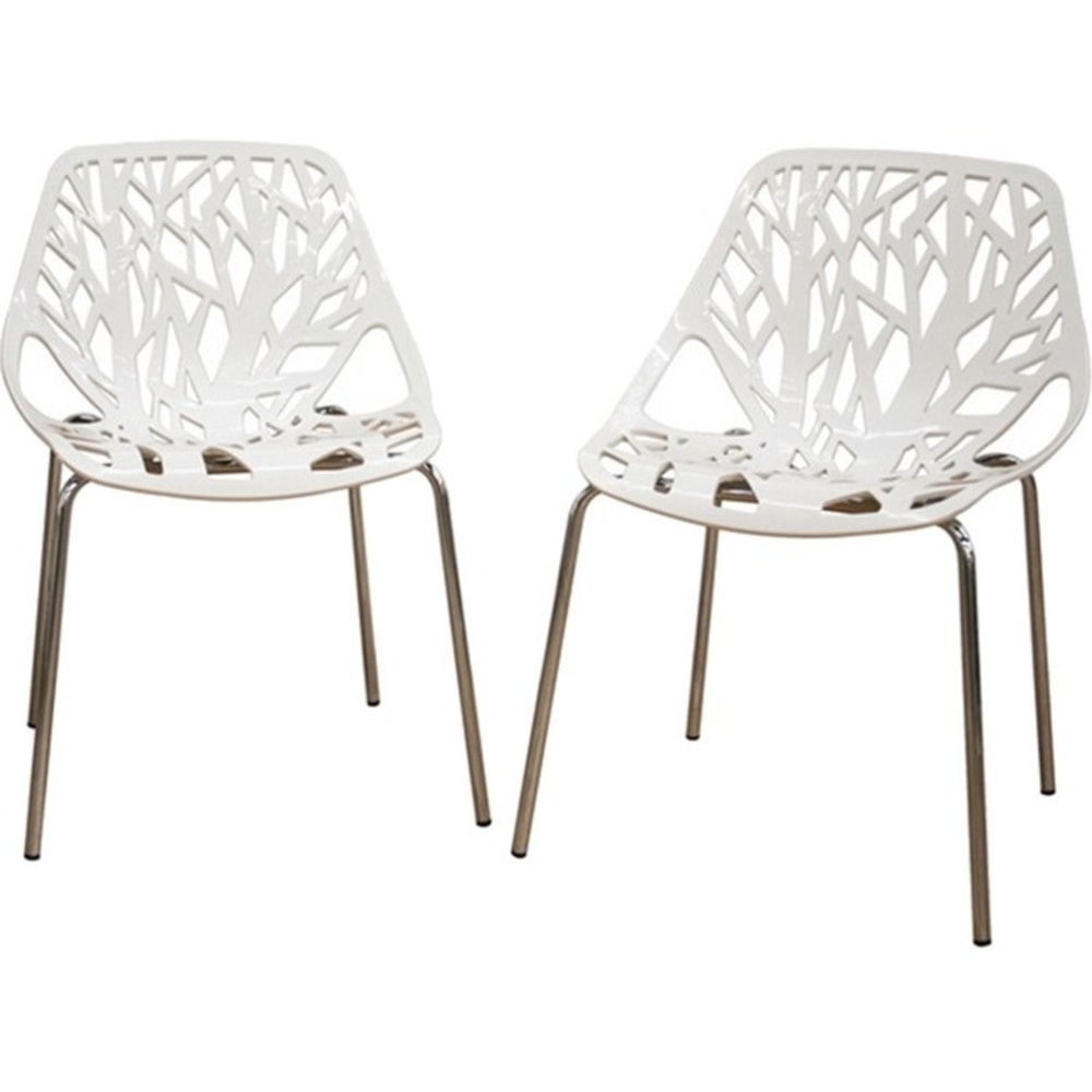 Baxton Studio Birch Sapling Stackable Chairs, White, Set Of 2