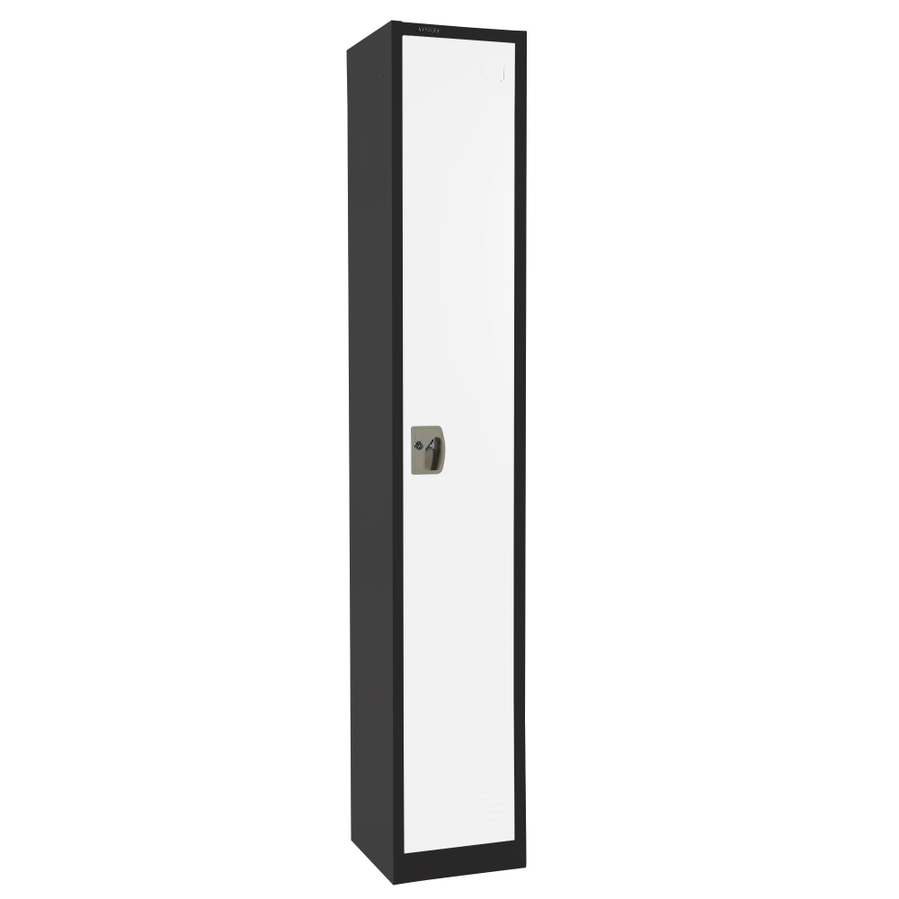 Alpine AdirOffice 1-Tier Steel Locker, 72inH x 12inW x 12inD, Black/White