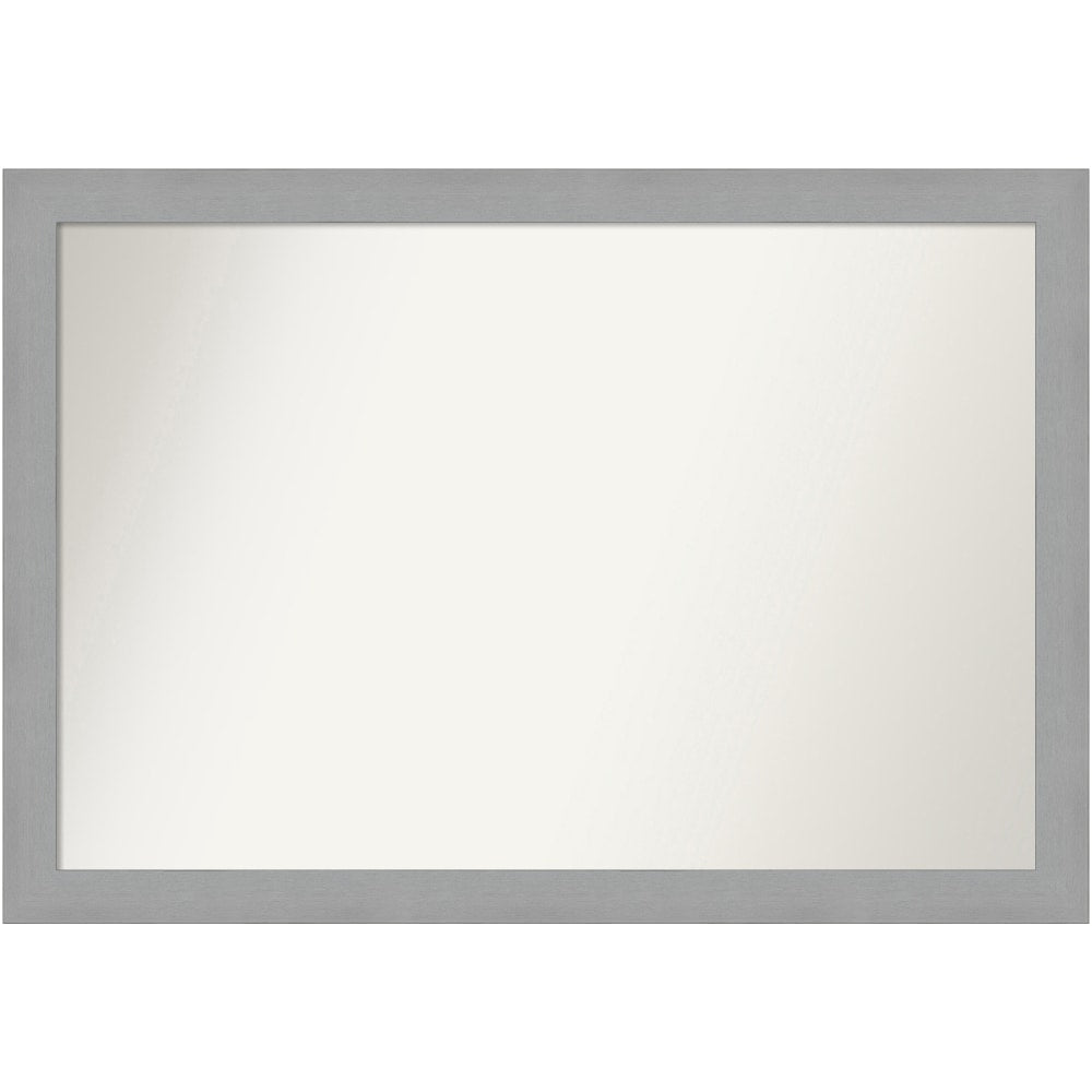 Amanti Art Non-Beveled Rectangle Framed Bathroom Wall Mirror, 27-1/2in x 39-1/2in, Brushed Nickel