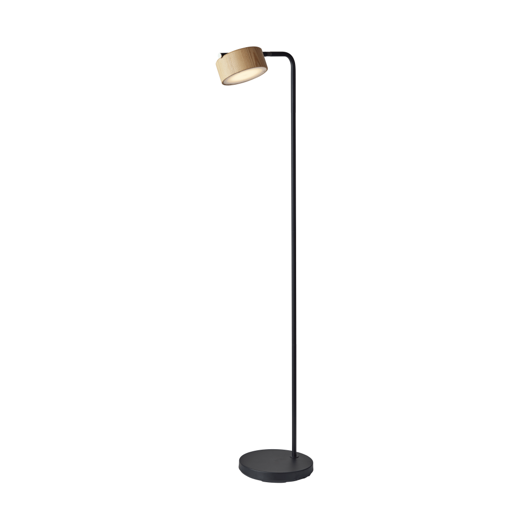 Adesso Roman LED Floor Lamp, 55inH, Natural Shade/Black Base