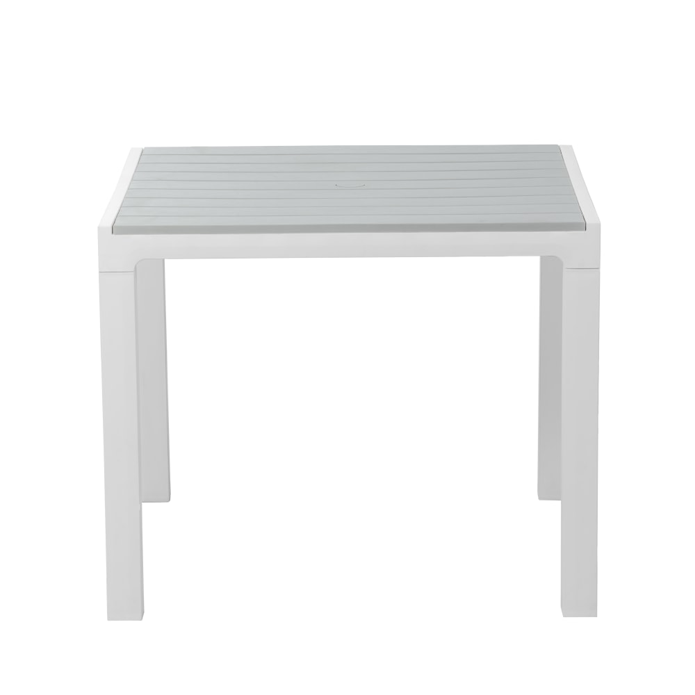 Inval Madeira 4-Seat Square Plastic Patio Dining Table, 29-3/16in x 35-7/16in, White/Gray