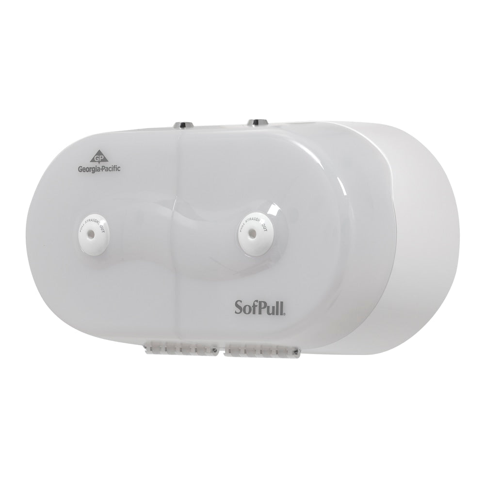 SofPull Mini Twin High-Capacity Center-Pull Bathroom Tissue Dispenser, Translucent White