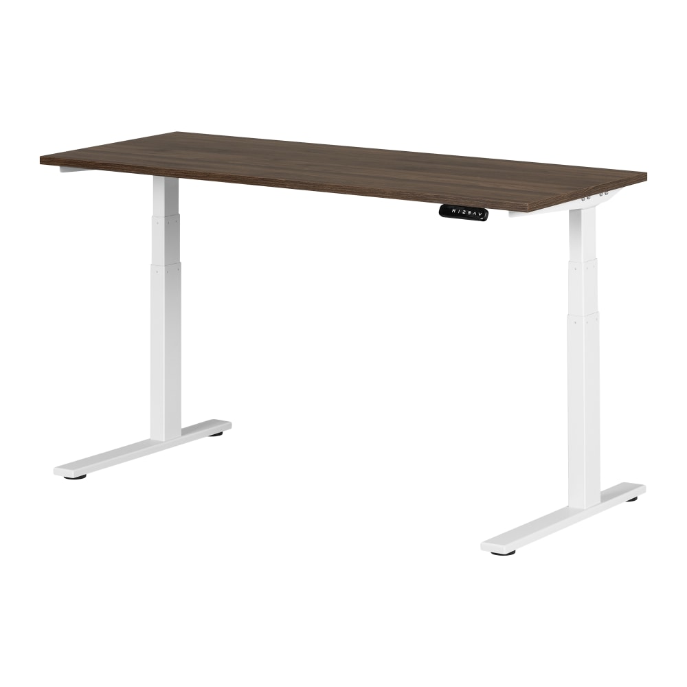 South Shore Ezra Electric Adjustable-Height Standing Desk, 48-3/4inH x 59-1/2inW x 27-1/2inD, Natural Walnut/White