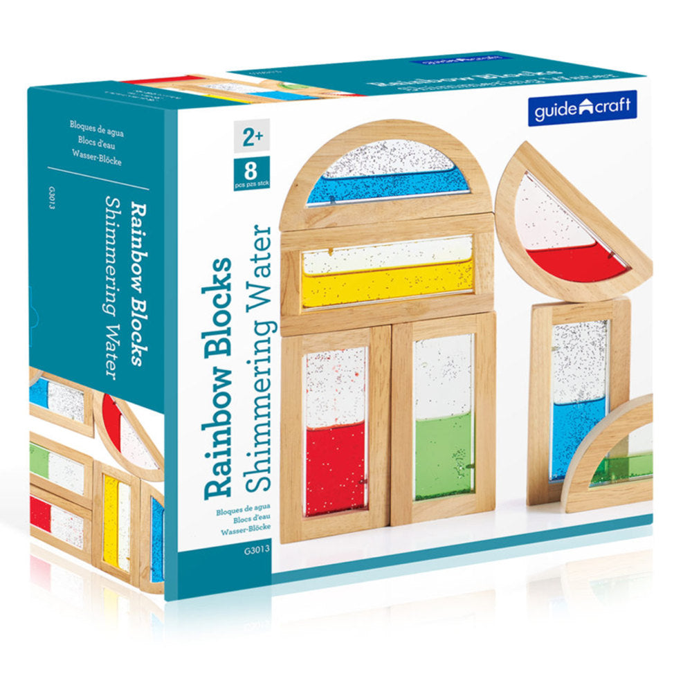 Guidecraft USA 8-Piece Rainbow Block Set, Shimmering Water, Pre-K - Grade 3