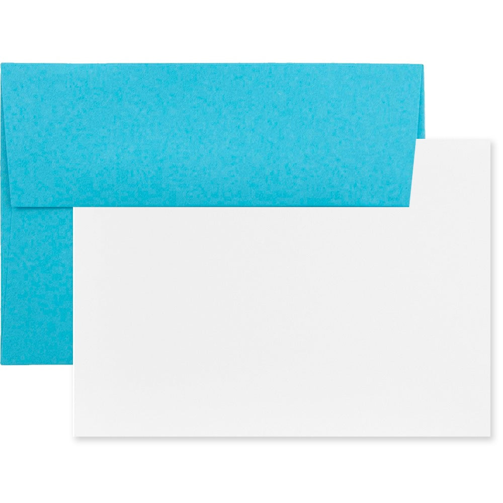 JAM Paper Stationery Set, 4 3/4in x 6 1/2in, 30% Recycled, Blue/White, Set Of 25 Cards And Envelopes