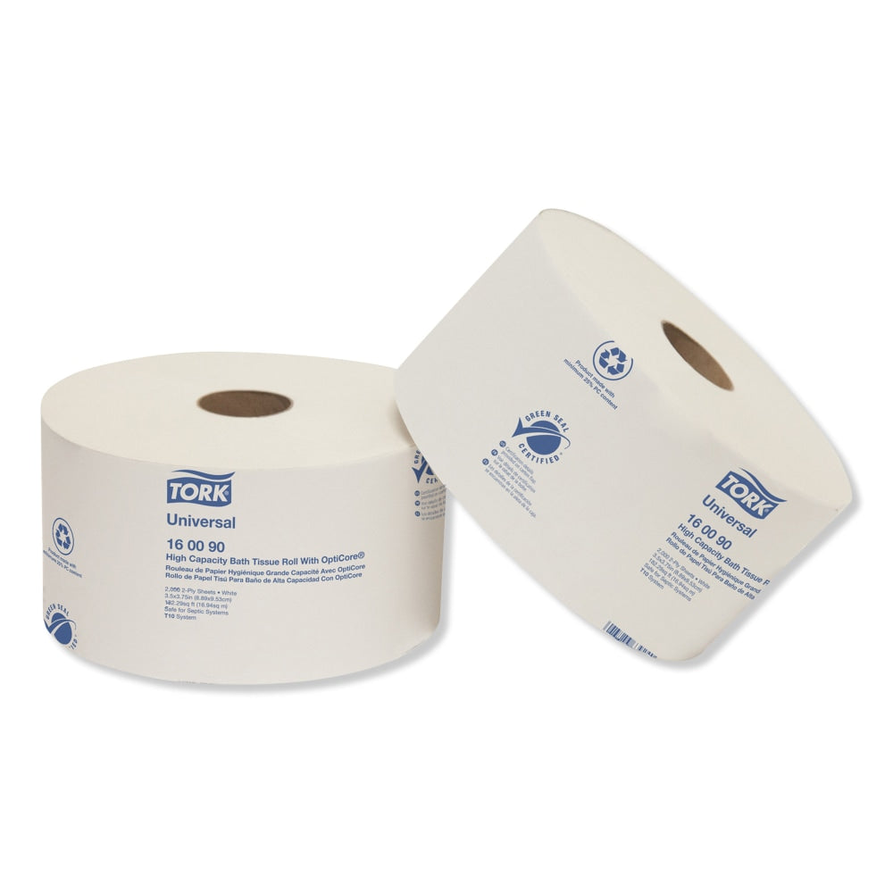 Tork Universal High Capacity 2-Ply Septic Safe Bath Tissue, White, 2000 Sheets per Roll, Case of 12 Rolls