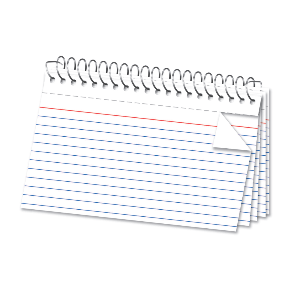 Office Depot Brand Spiral Index Cards, 5in x 8in, Ruled, White, Pack Of 50