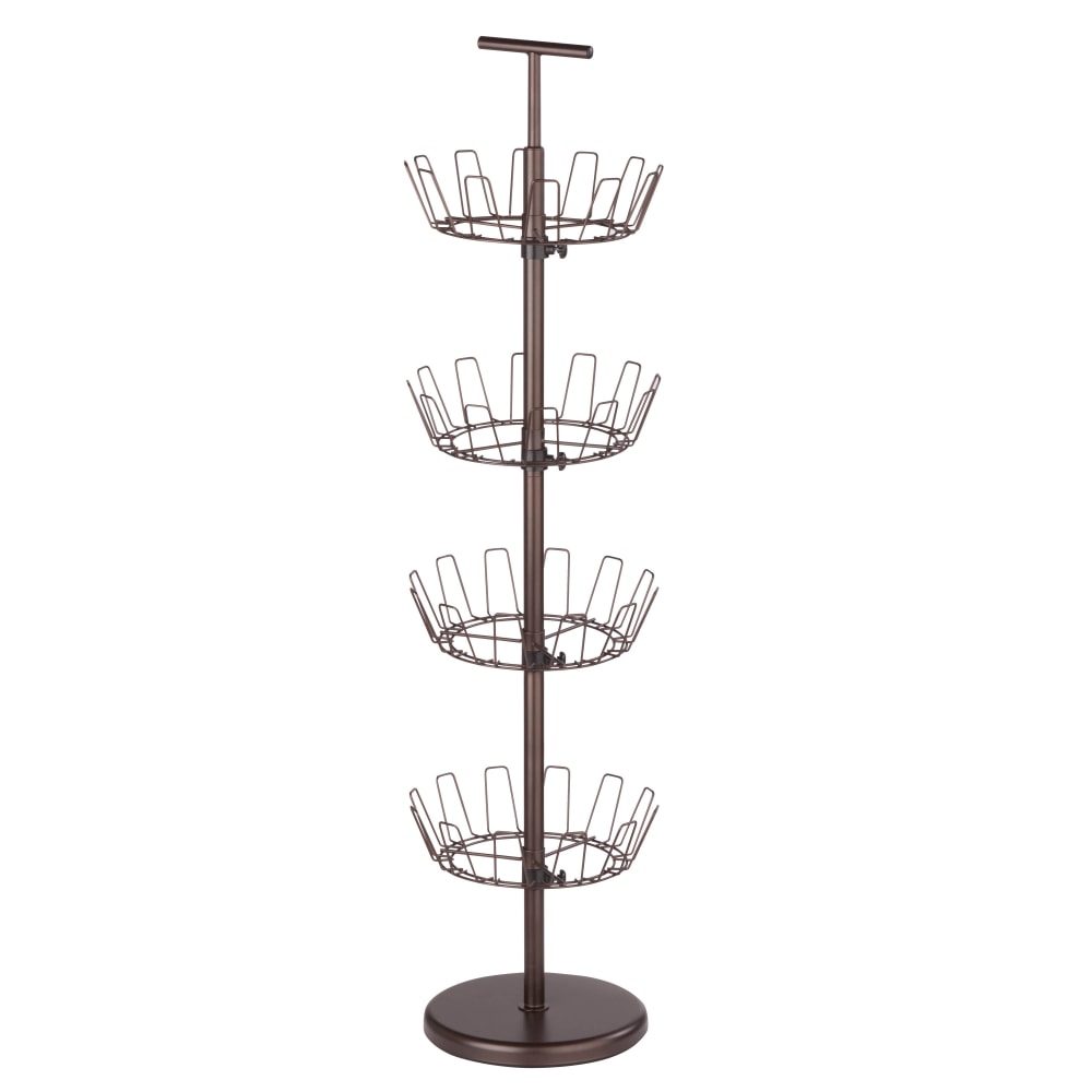 Honey-Can-Do 4-Tier Revolving Shoe Tree, 49 1/4inH x 11 1/2inW x 11 1/2inD, Bronze