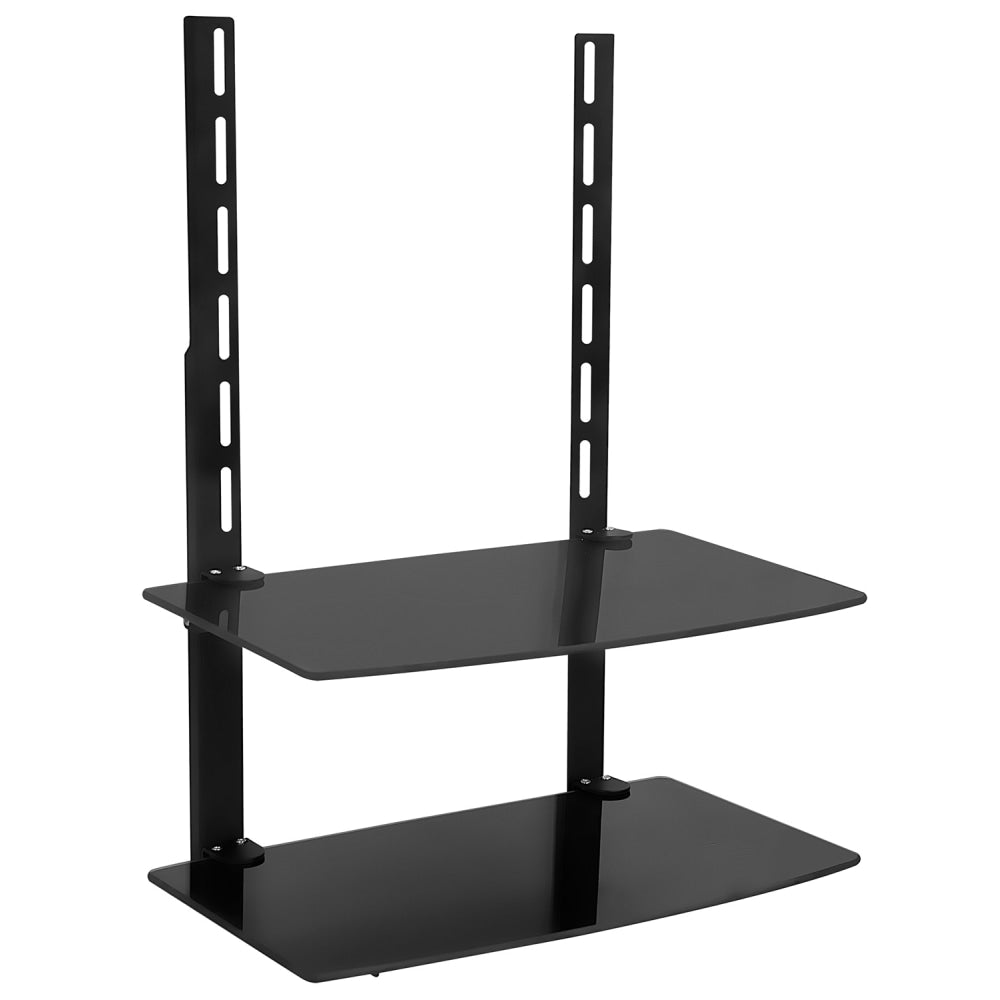 Mount-It! MI-8402 2-Tier Glass TV Wall Mount Shelf, 24inH x 18-1/16inW x 9-1/4inD, Black