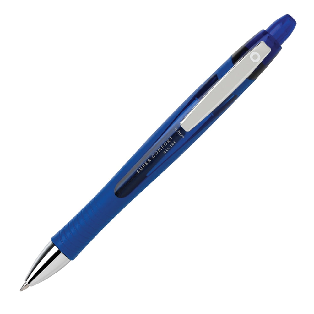 Office Depot Brand Super Comfort Grip Retractable Gel Pens, Medium Point, 0.7 mm, Blue Barrel, Blue Ink, Pack Of 12