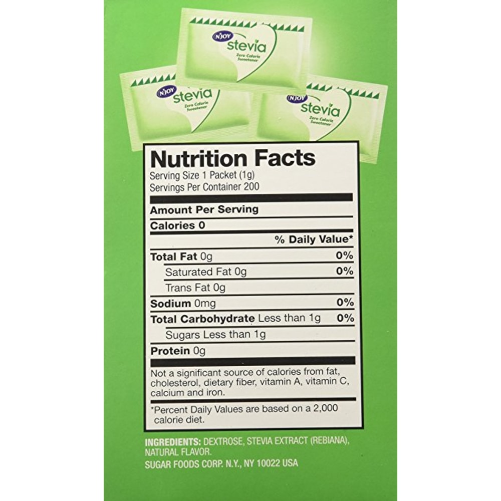 nJOY Green Stevia Packets With Dispenser, Green, Box Of 200