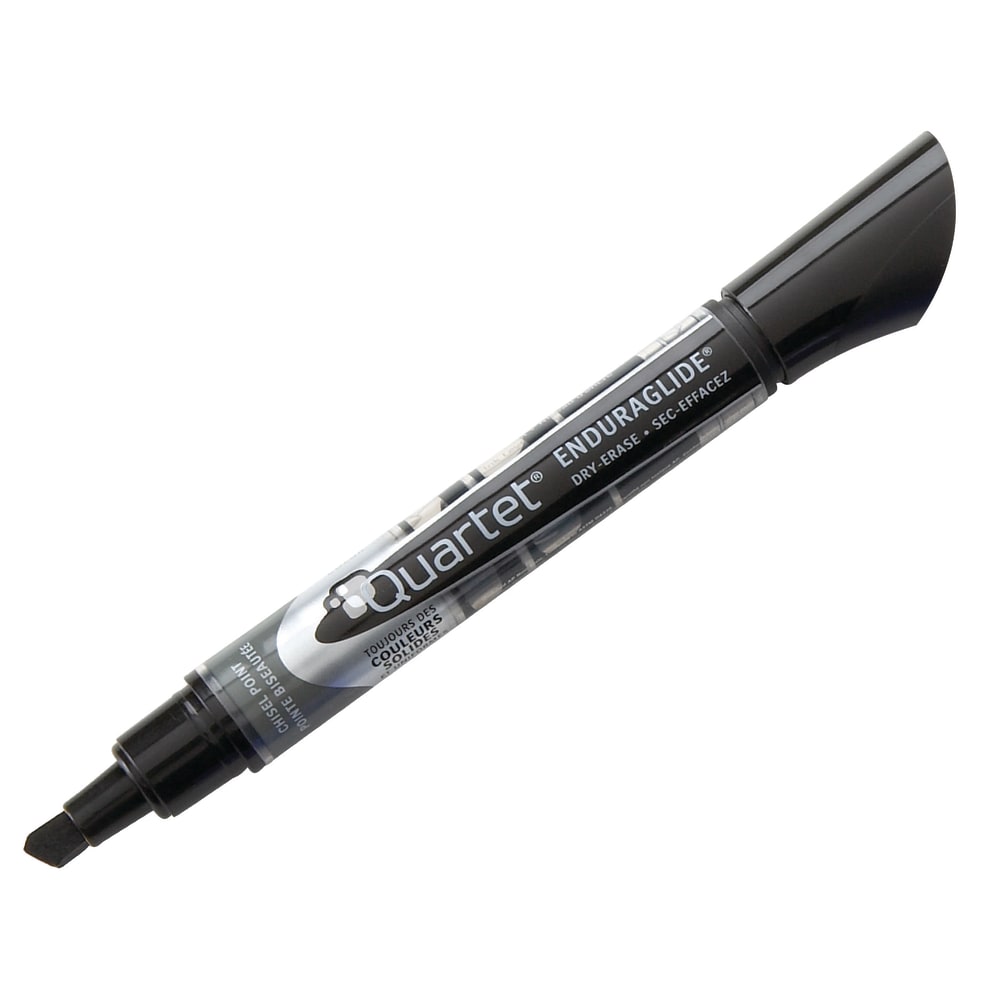 Quartet EnduraGlide Dry-Erase Markers, Chisel, Black, Pack Of 12