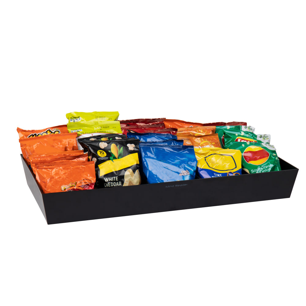 Mind Reader Snack Tray Countertop Organizer Condiment Holder, 3/1/4inH x 12inW x 24inL, Black