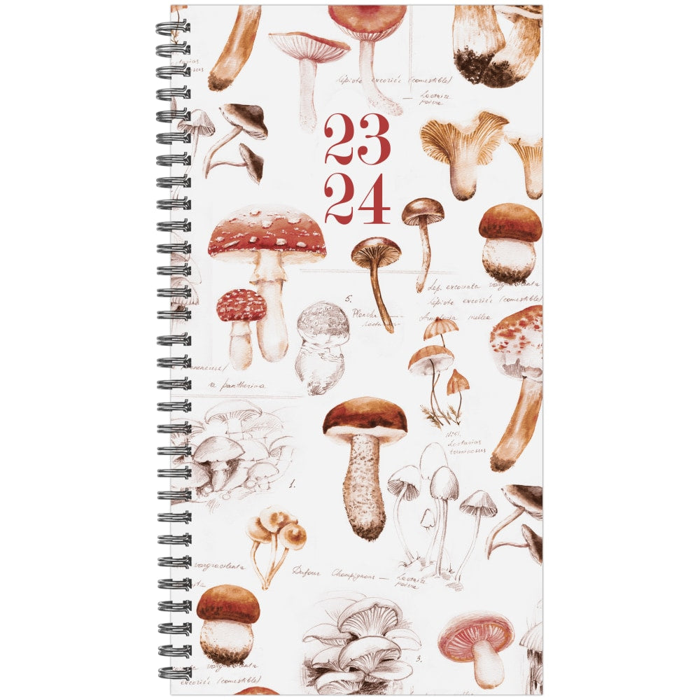 2023-2024 Willow Creek Press Academic Weekly/Monthly Spiral Planner, 4in x 6-1/2in, Mushroom Study, July 2023 To June 2024