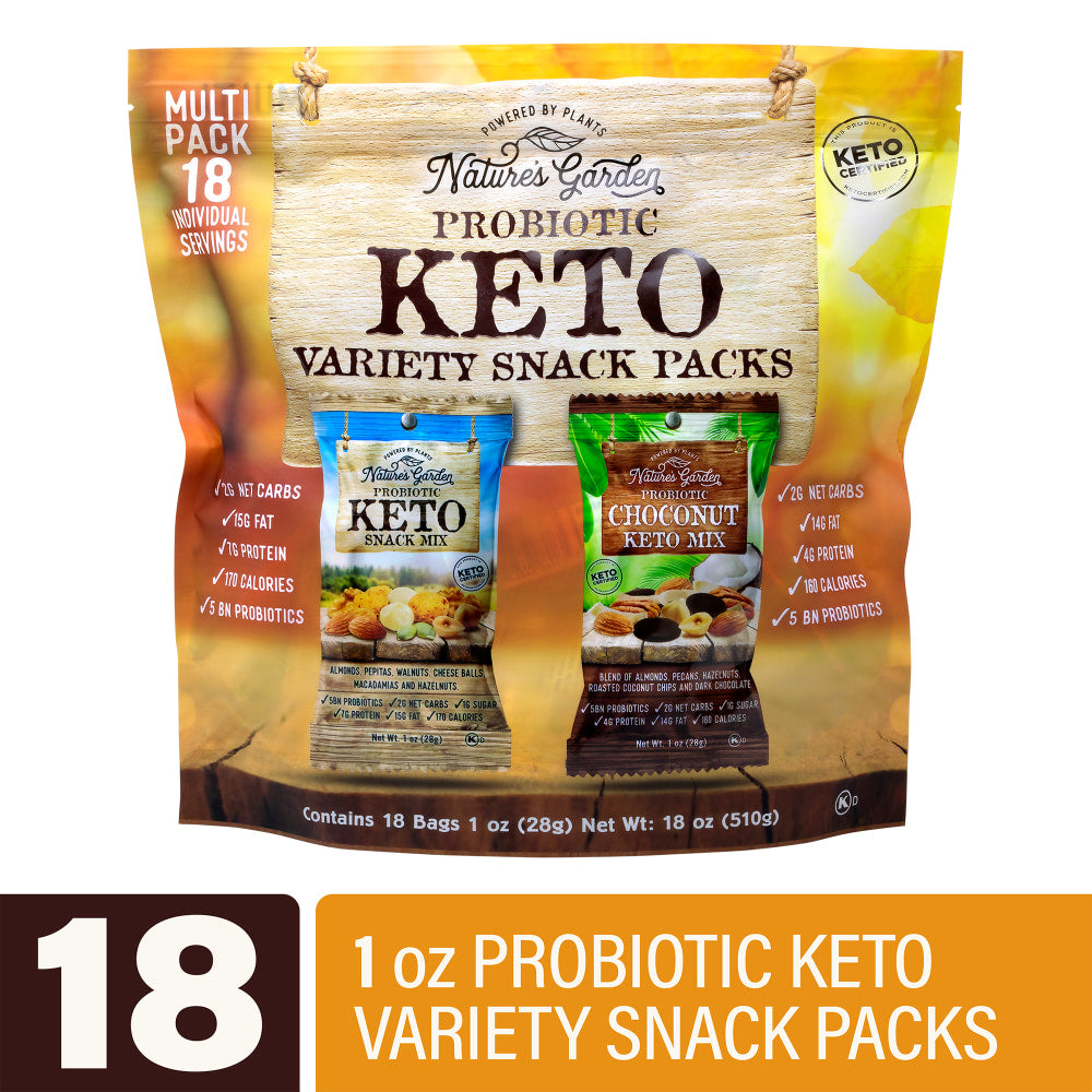 Natures Garden Keto Variety Snack Packs, 1 Oz, Pack Of 18 Bags