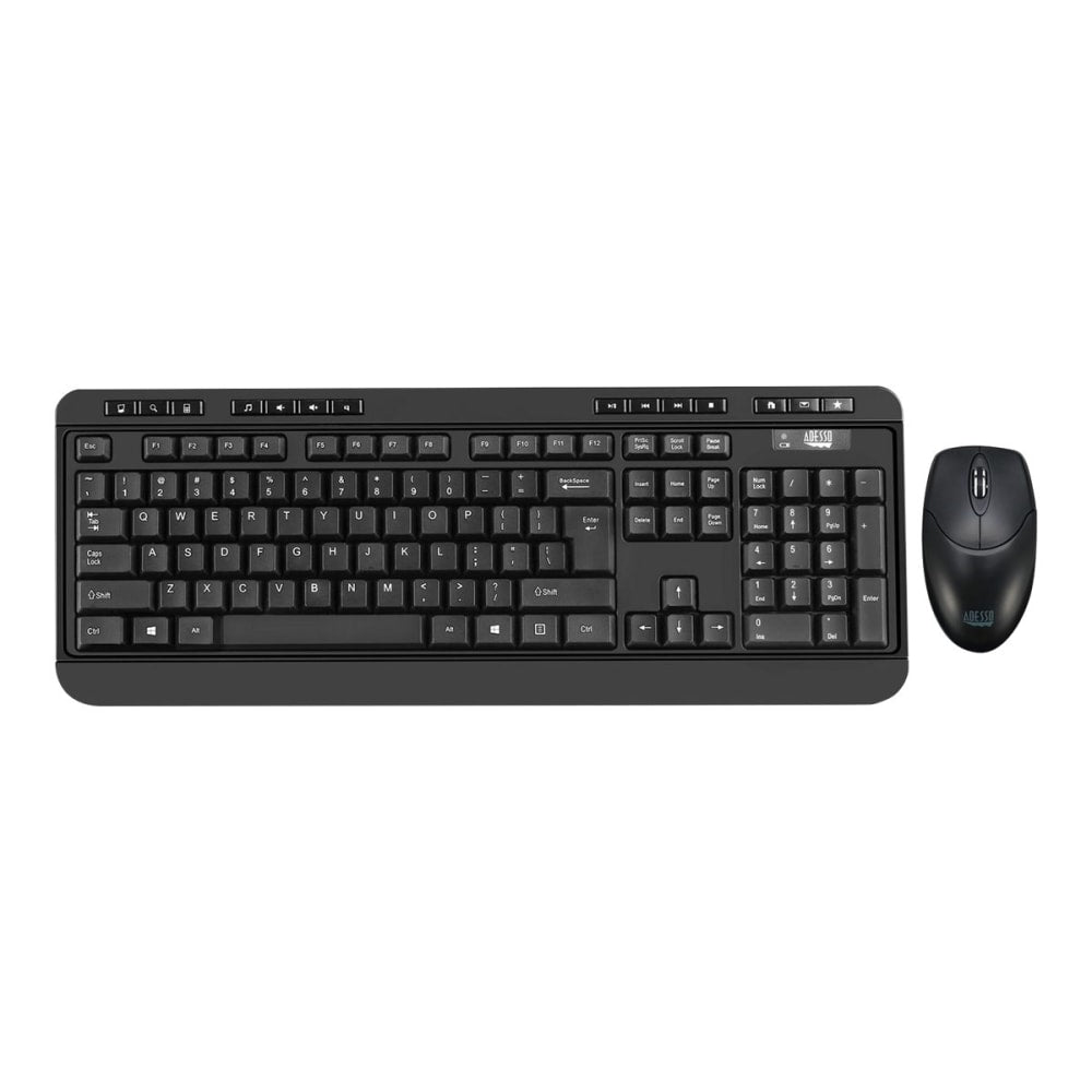 Adesso Antimicrobial Wireless Desktop Keyboard and Mouse Combo, Black