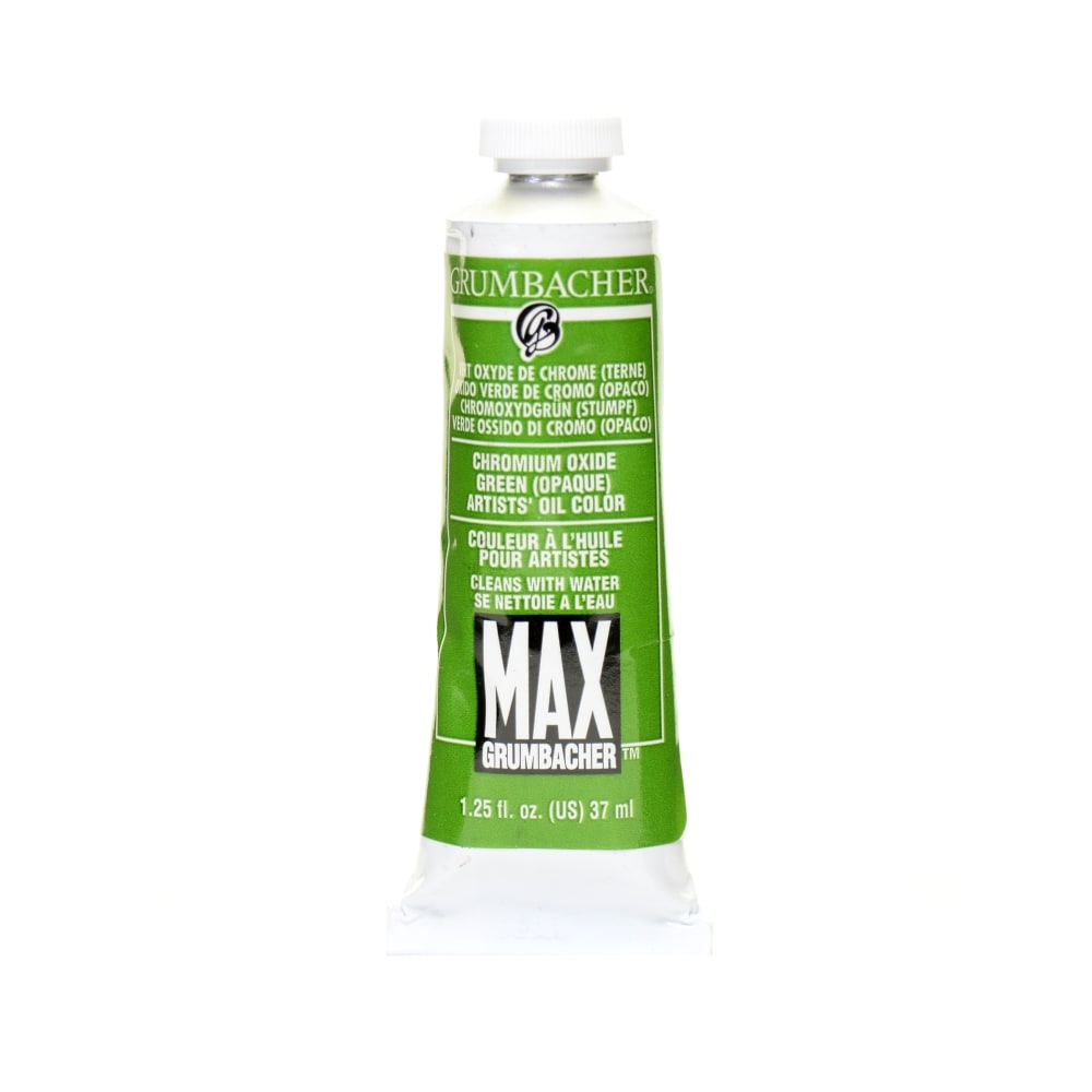 Grumbacher Max Water Miscible Oil Colors, 1.25 Oz, Chromium Oxide Green Opaque, Pack Of 2