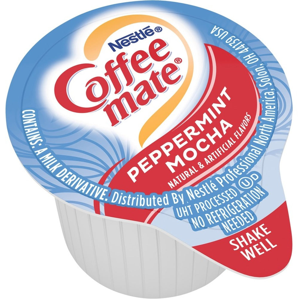 Nestle Coffee-mate Liquid Creamer, Peppermint Mocha Flavor, 0.38 Oz Single Serve x 50