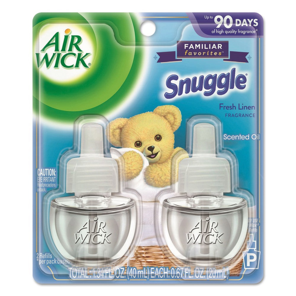 Air Wick Snuggle Scented Oil Warmer Refill, 0.67 Oz, Fresh Linen, 2 Refills Per Pack, Carton Of 3 Packs