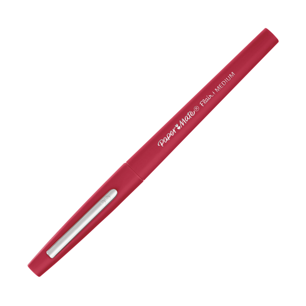 Paper Mate Flair Porous-Point Stick Pens, Medium Point, 0.7 mm, Red Barrel, Red Ink, Pack Of 36