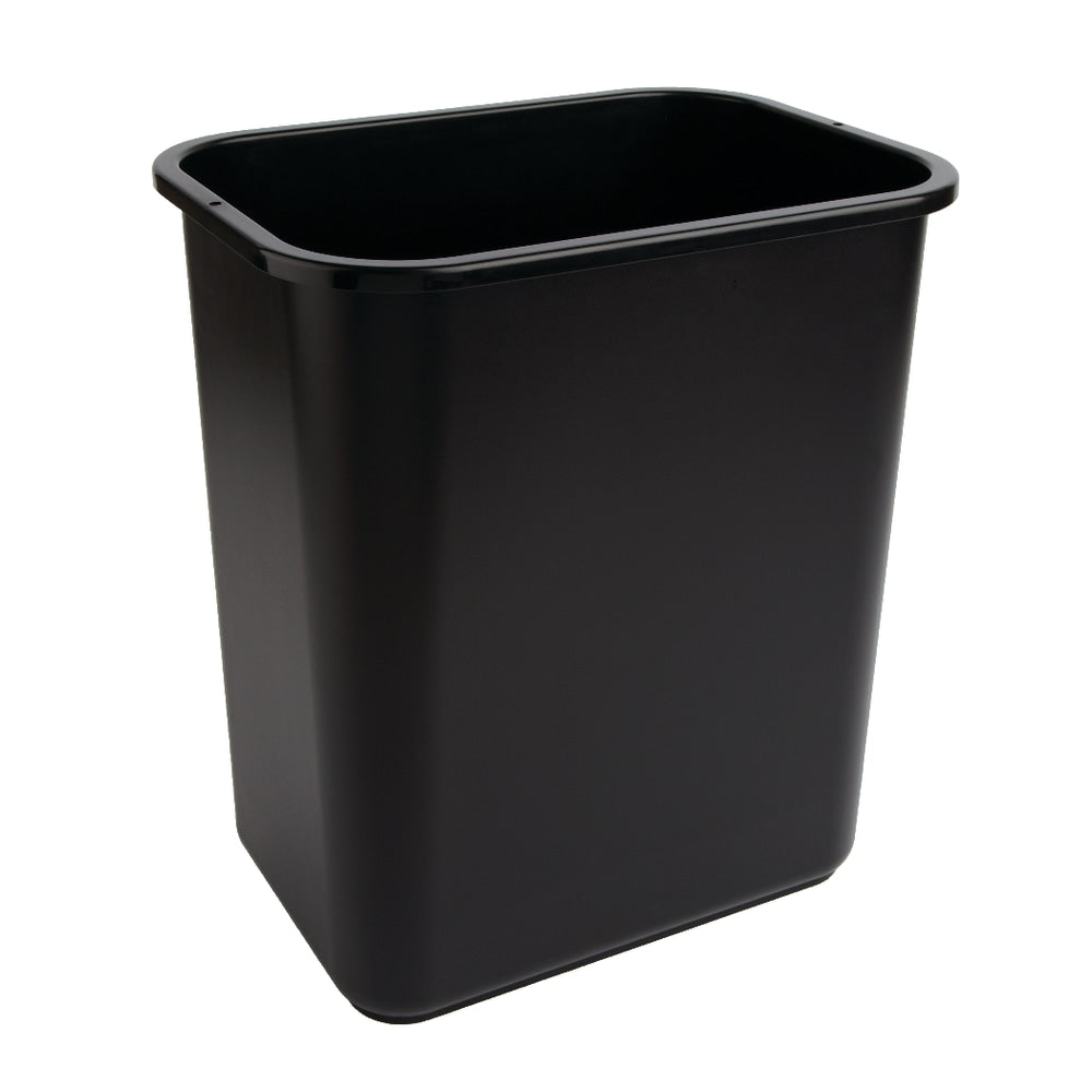 Highmark Rectangular Plastic Wastebasket, 6.5 Gallons, 15inH x 10inW x 14-1/4inD, Black, Pack Of 3