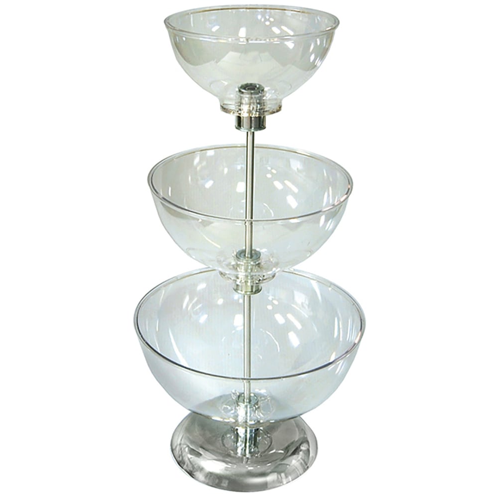 Azar Displays 3-Tier Bowl Display, 24inH x 12inW x 12inD, Clear