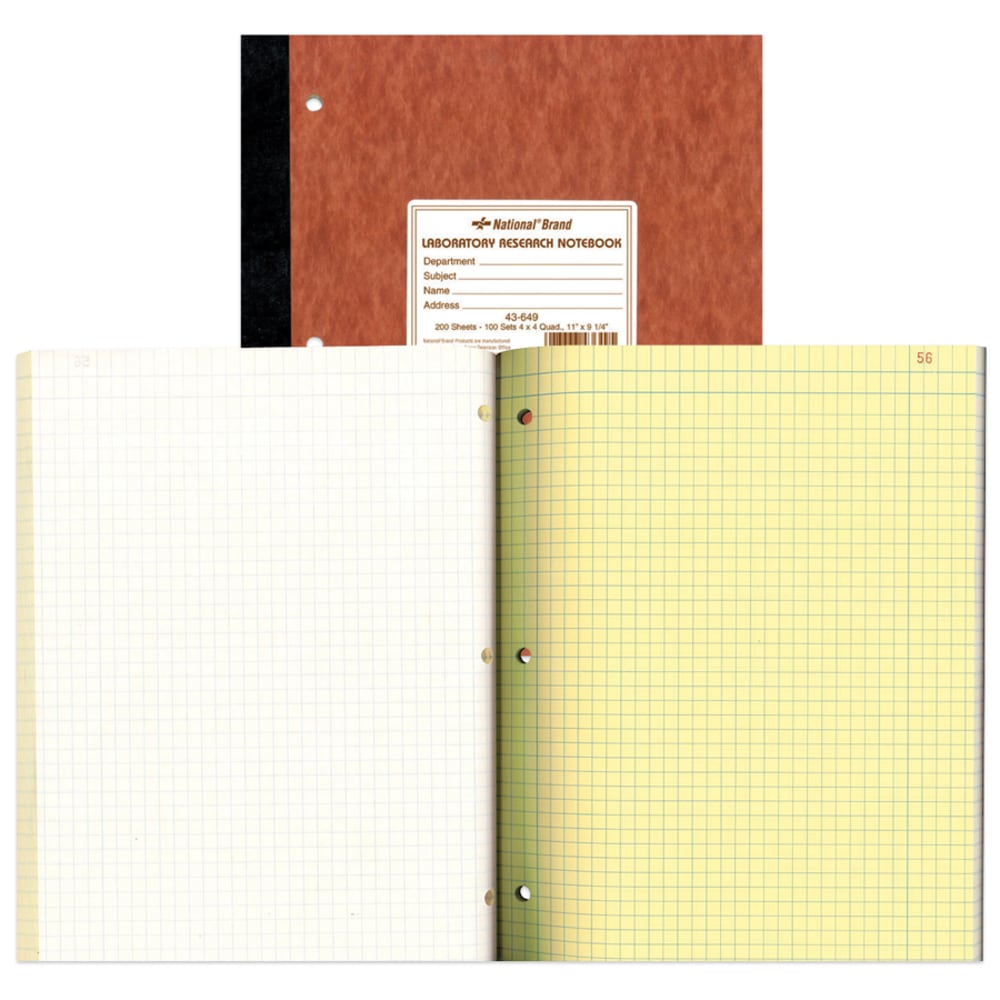 National Brand Laboratory Research Notebooks, 9 1/4in x 11in, Quadrille Ruled, 100 Sheets, Brown