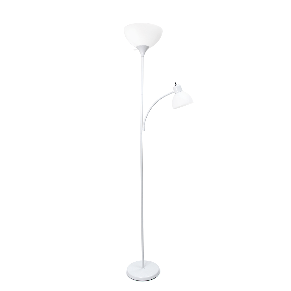 Creekwood Home Essentix 2-Light Mother Daughter Metal Floor Lamp, 71-1/2inH, White Shades/White Base