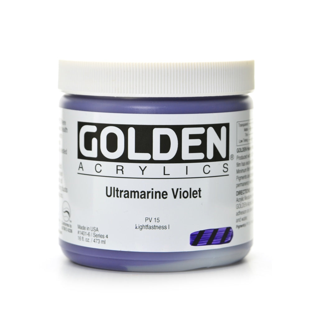 Golden Heavy Body Acrylic Paint, 16 Oz, Ultramarine Violet