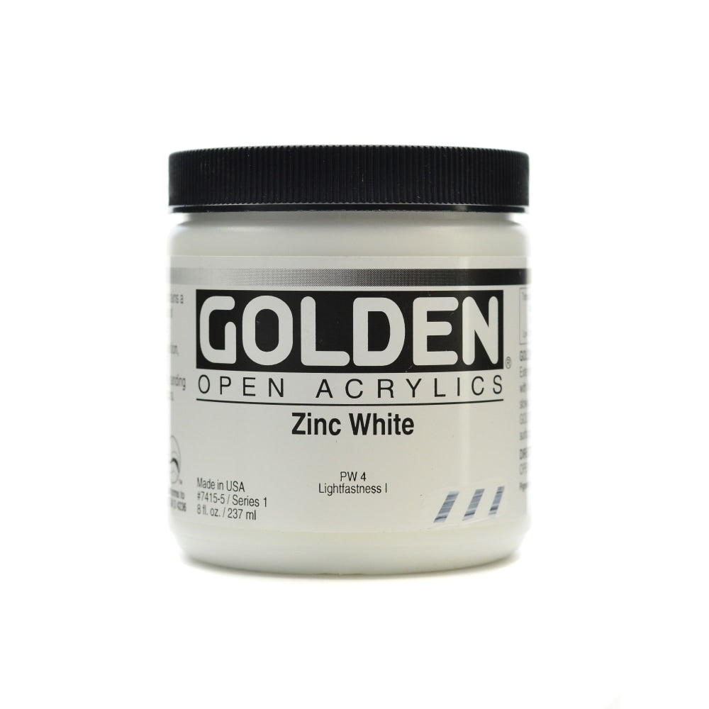 Golden OPEN Acrylic Paint, 8 Oz Jar, Zinc White